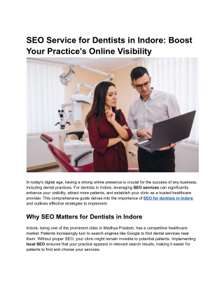 SEO Service for Dentists in Indore_ Boost Your Practice's Online Visibility
