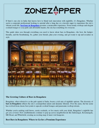 Rooftop Bars in Bengaluru