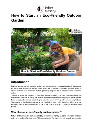 How to Start an Eco-Friendly Outdoor Garden