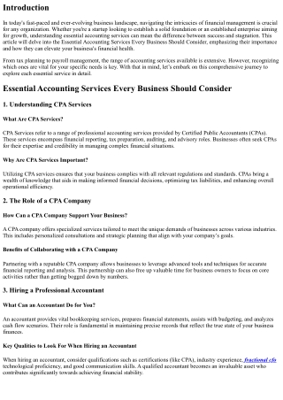 Essential Accounting Services Every Business Should Consider