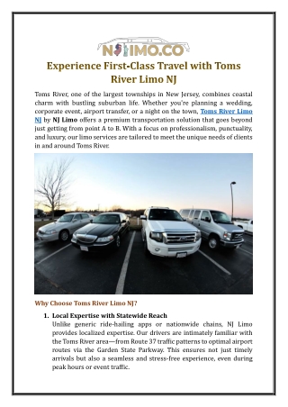 Experience First-Class Travel with Toms River Limo NJ