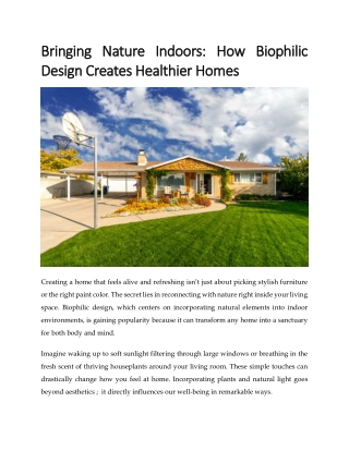 Bringing Nature Indoors: How Biophilic Design Creates Healthier Homes
