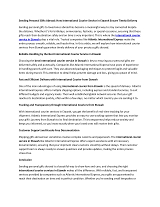 Sending Personal Gifts Abroad: How International Courier Service in Etawah Ensur