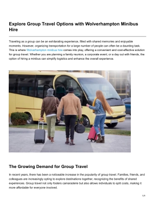Explore Group Travel Options with Wolverhampton Minibus Hire
