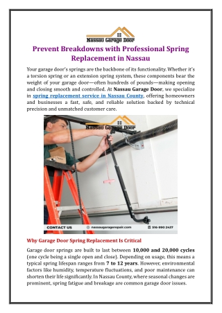 Prevent Breakdowns with Professional Spring Replacement in Nassau