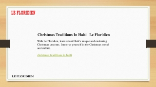 Christmas Traditions In Haiti Le Floridien