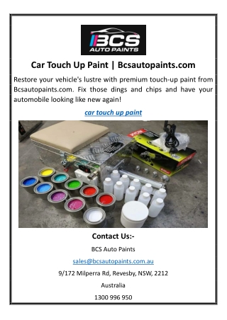 Car Touch Up Paint | Bcsautopaints.com