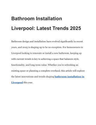 Bathroom Installation Liverpool_ Latest Trends 2025