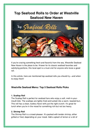 Top Seafood Rolls to Order at Westville Seafood New Haven