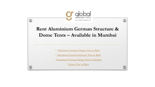 Rent Aluminium German Structure & Dome Tents – Available in Mumbai