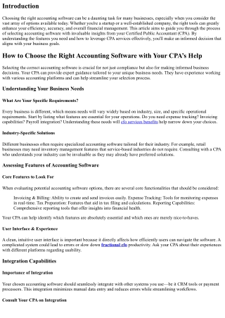 How to Choose the Right Accounting Software with Your CPA’s Help