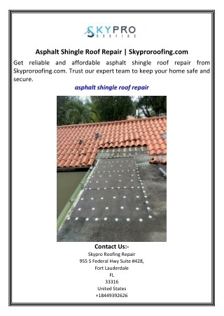 Asphalt Shingle Roof Repair  Skyproroofing.com