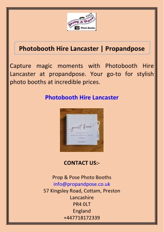 Photobooth Hire Lancaster Propandpose