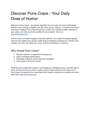 Discover Puns Craze - Your Daily Dose of Humor