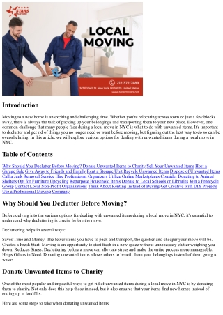 What to Do with Unwanted Items During a Local Move in NYC