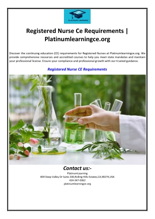 Registered Nurse Ce Requirements | Platinumlearningce.org