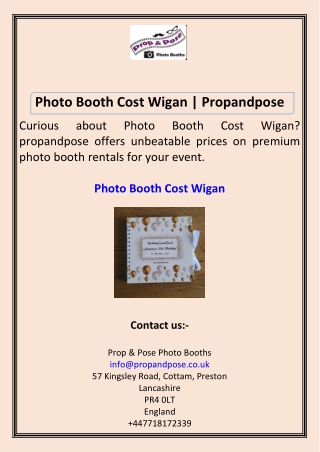 Photo Booth Cost Wigan Propandpose