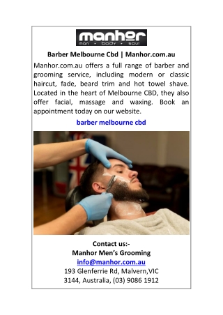 Barber Melbourne Cbd Manhor.com.au