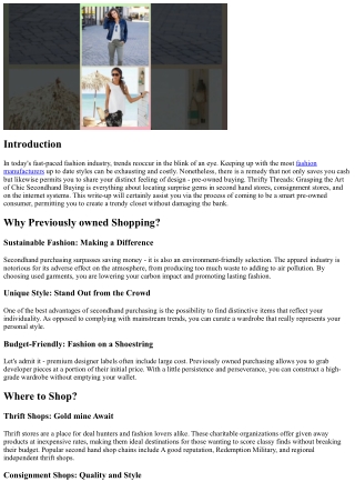 Thrifty Threads: Understanding the Art of Chic Secondhand Buying