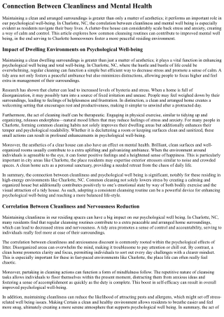 Why Common Cleansing Lowers Stress In Charlotte, NC Homes