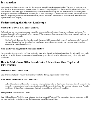 **How to Make Your Offer Stand Out – Advice from Your Top Local REALTOR®**