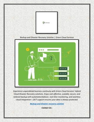 Backup and Disaster Recovery Solution  Green Cloud Services