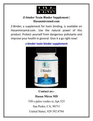Z-binder Toxin Binder Supplement  Hasanmirzamd.com