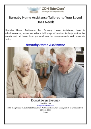 Burnaby Home Assistance Tailored to Your Loved Ones Needs