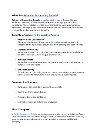 Adhesive Dispensing Robots