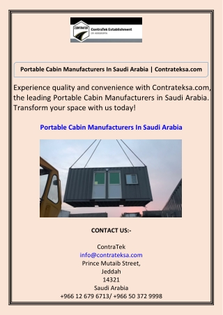 Portable Cabin Manufacturers In Saudi Arabia Contrateksa.com