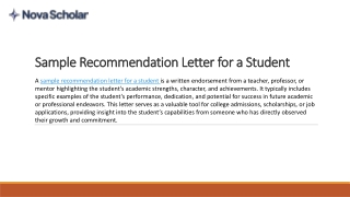 Sample Recommendation Letter for a Student