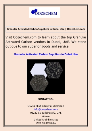 Granular Activated Carbon Suppliers In Dubai Uae Oozechem.com