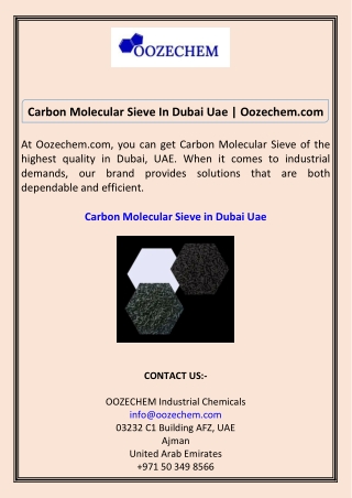Carbon Molecular Sieve In Dubai Uae  Oozechem.com