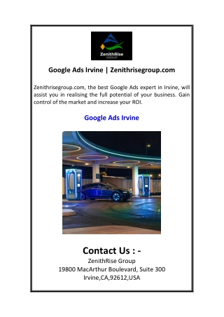 Google Ads Irvine  Zenithrisegroup.com