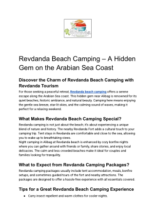 _Revdanda Beach Camping – A Hidden Gem on the Arabian Sea Coast