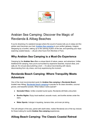 _Arabian Sea Camping_ Discover the Magic of Revdanda & Alibag Beaches
