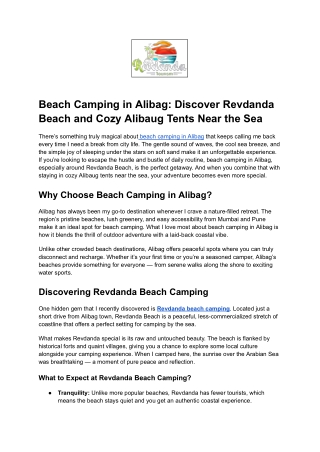 Beach Camping in Alibag_ Discover Revdanda Beach and Cozy Alibaug Tents Near the Sea