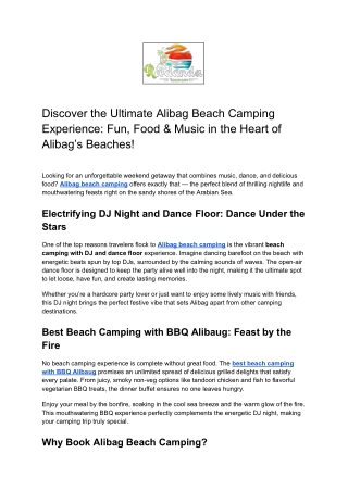Discover the Ultimate Alibag Beach Camping Experience_ Fun, Food & Music in the Heart of Alibag’s Beaches!