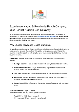 Experience Nagav & Revdanda Beach Camping_ Your Perfect Arabian Sea Getaway!