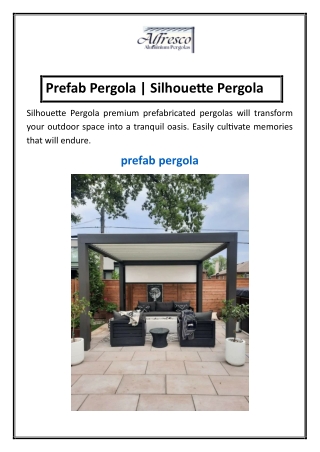 Prefab Pergola | Silhouette Pergola