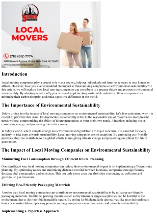The Impact of Local Moving Companies on Environmental Sustainability