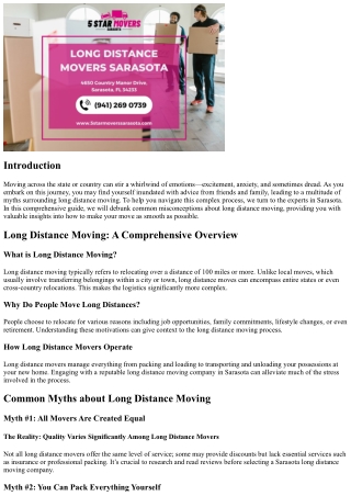 Long Distance Moving Myths Debunked by Sarasota Experts