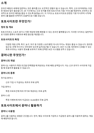 신규 유저를 위한 토토사이트 이용 가이드