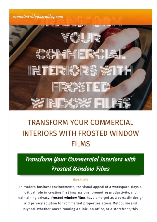 Transform Your Commercial Interiors with Frosted Window Films