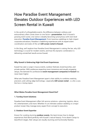 How Paradise Event Management Elevates Outdoor Exp