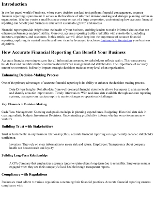 How Accurate Financial Reporting Can Benefit Your Business