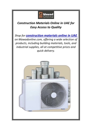 Construction Materials Online in UAE for Easy Access to Quality
