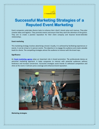 Successful Marketing Strategies of a Reputed Event Marketing Agency