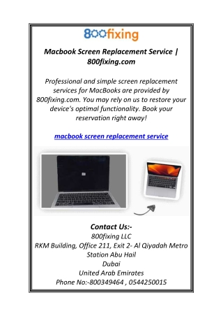 Macbook Screen Replacement Service | 800fixing.com