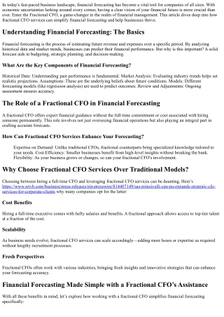 Financial Forecasting Made Simple with a Fractional CFO’s Assistance